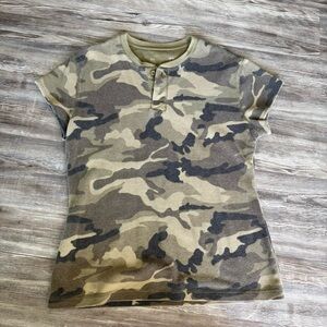 Oversized camo Henley tee